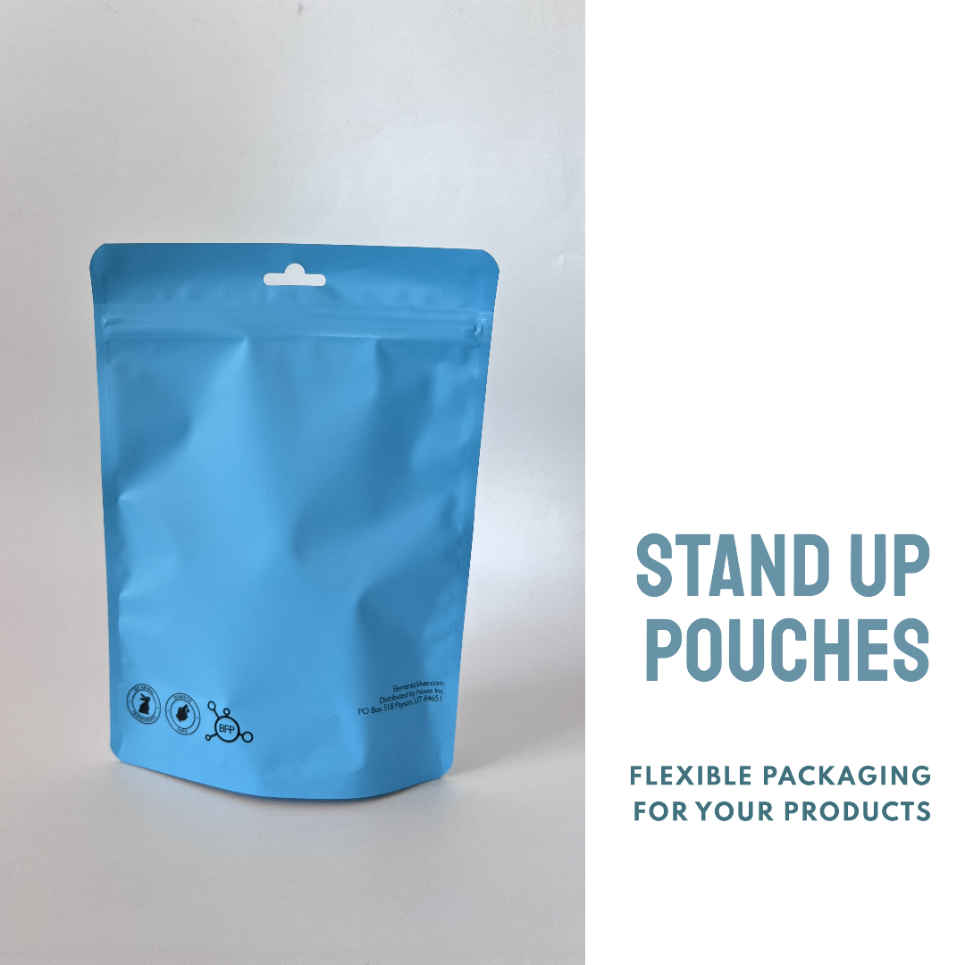 Packaging with zipper and hang hole displayed on a retail shelf.